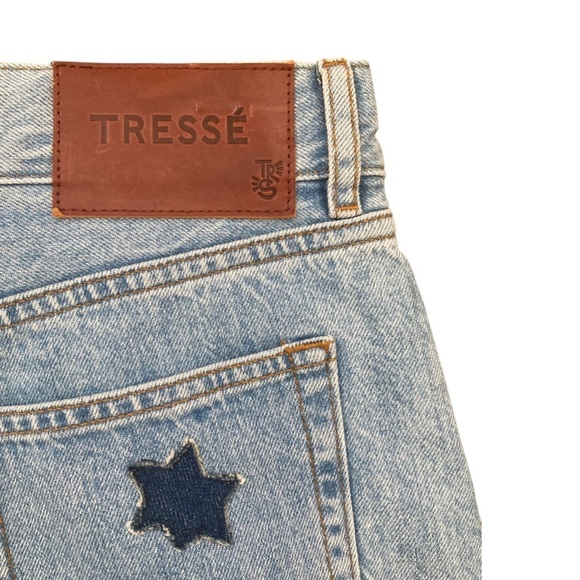 Tresse Paris Denim Star Patches High Rise Straight Leg Jeans NWT - Picture 15 of 16